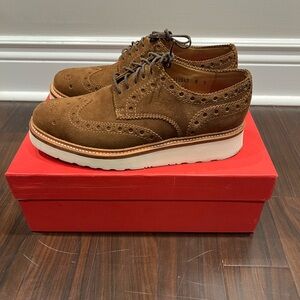 Grenson Archie Brogue cigar suede shoes
